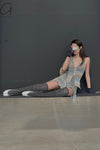 RUI segment dyeing lit low -waist short skirt RSS23KN05 dawn yellow and blue gradient